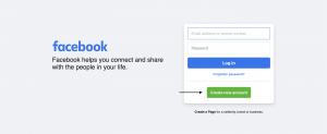 facebook login and signup page