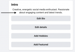 facebook profile creation - add bio