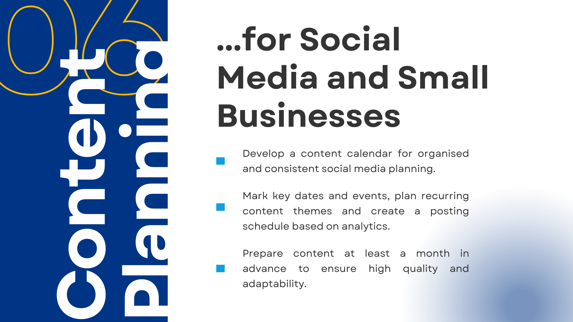 Content planning for social media and small businesses
